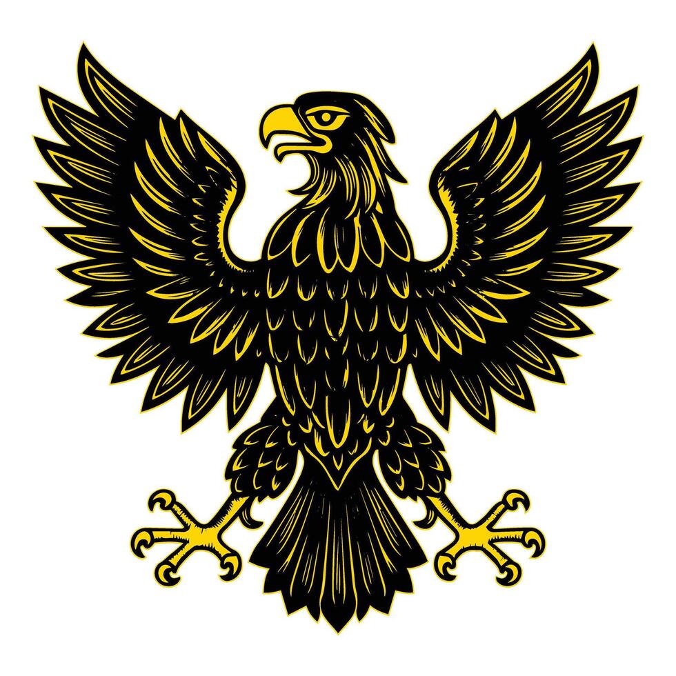 an eagle with wings spread out on a white background vector