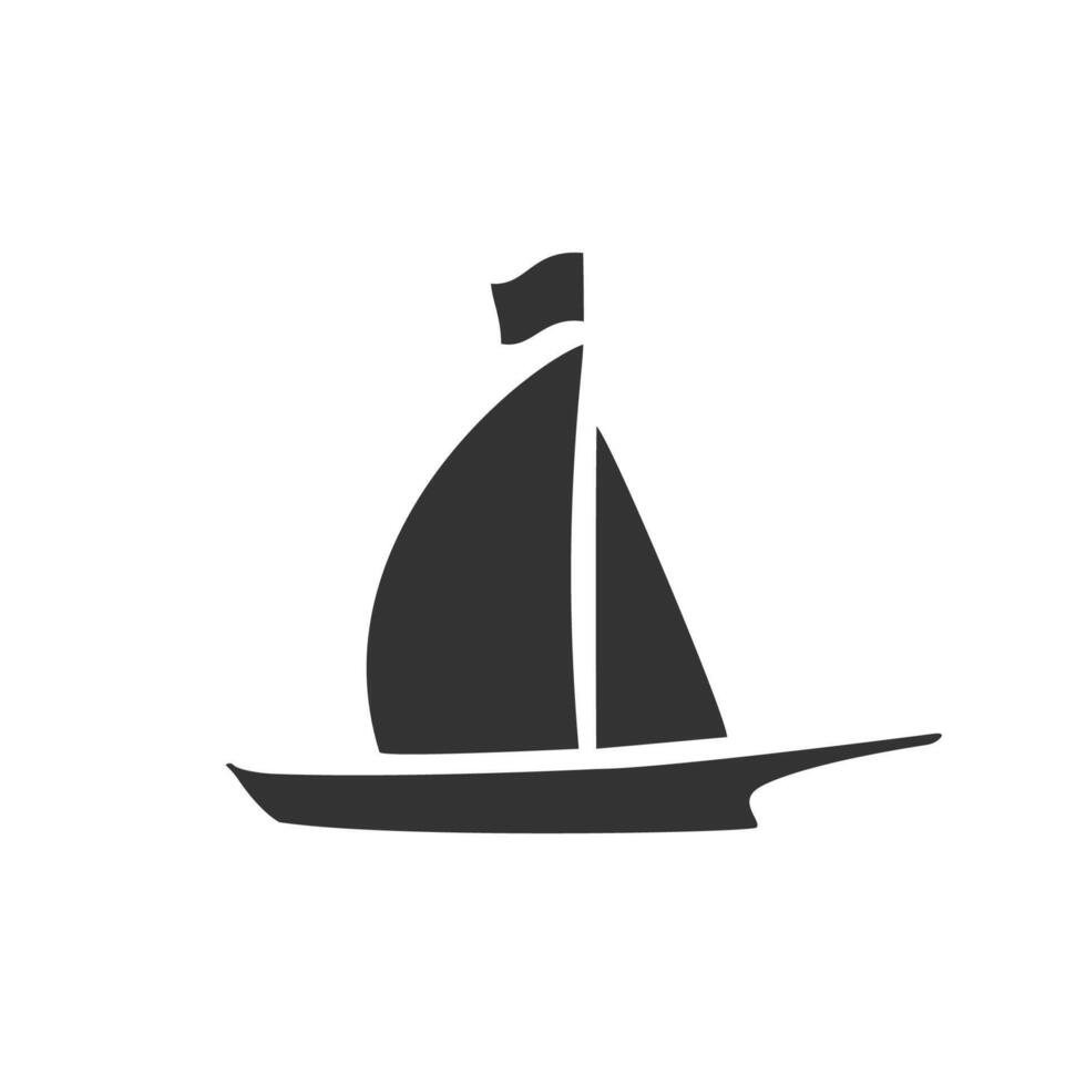 Sailing boat icon isolated flat style illustration. vector