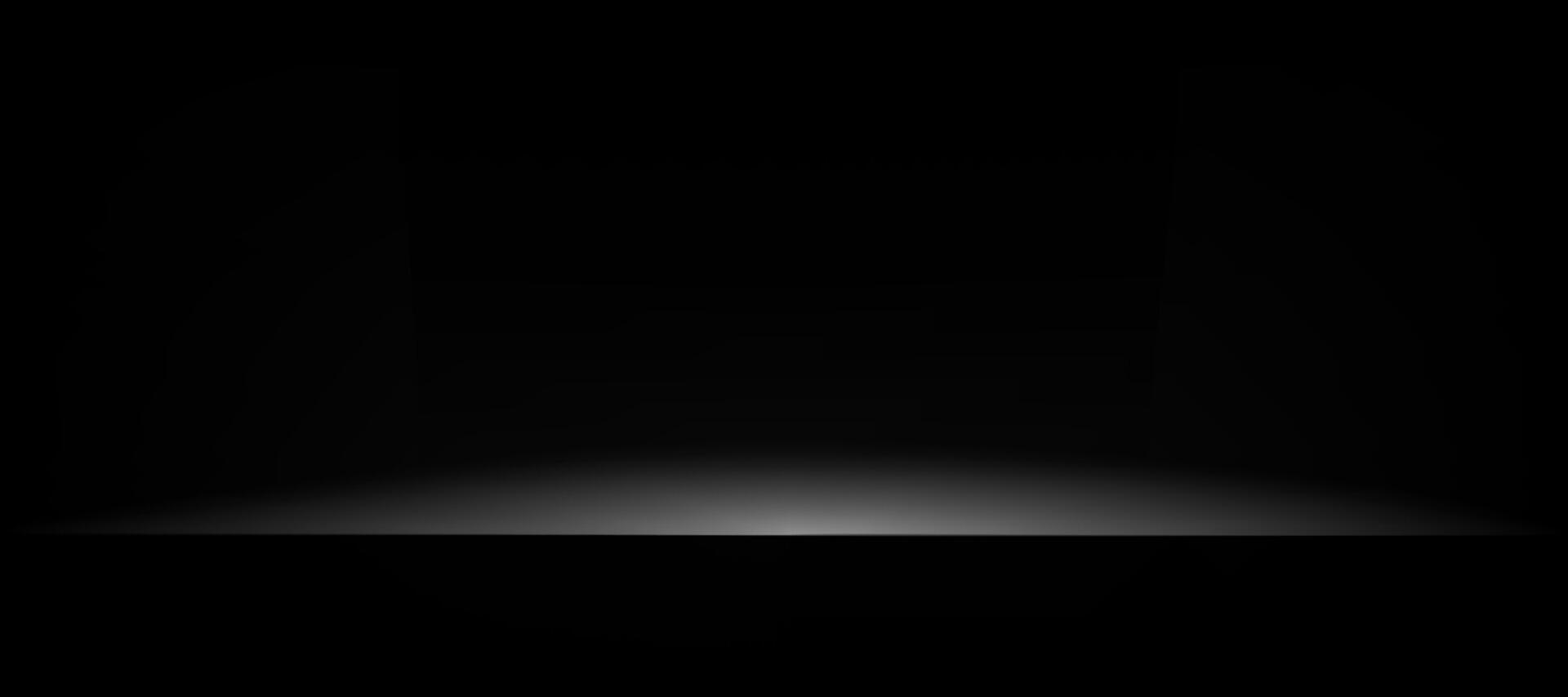 Black Background,Empty Studio Room with Spot Light on White Podium Display for Product Presentation, Backdrop Metal shelf texture with light reflect on floor vector