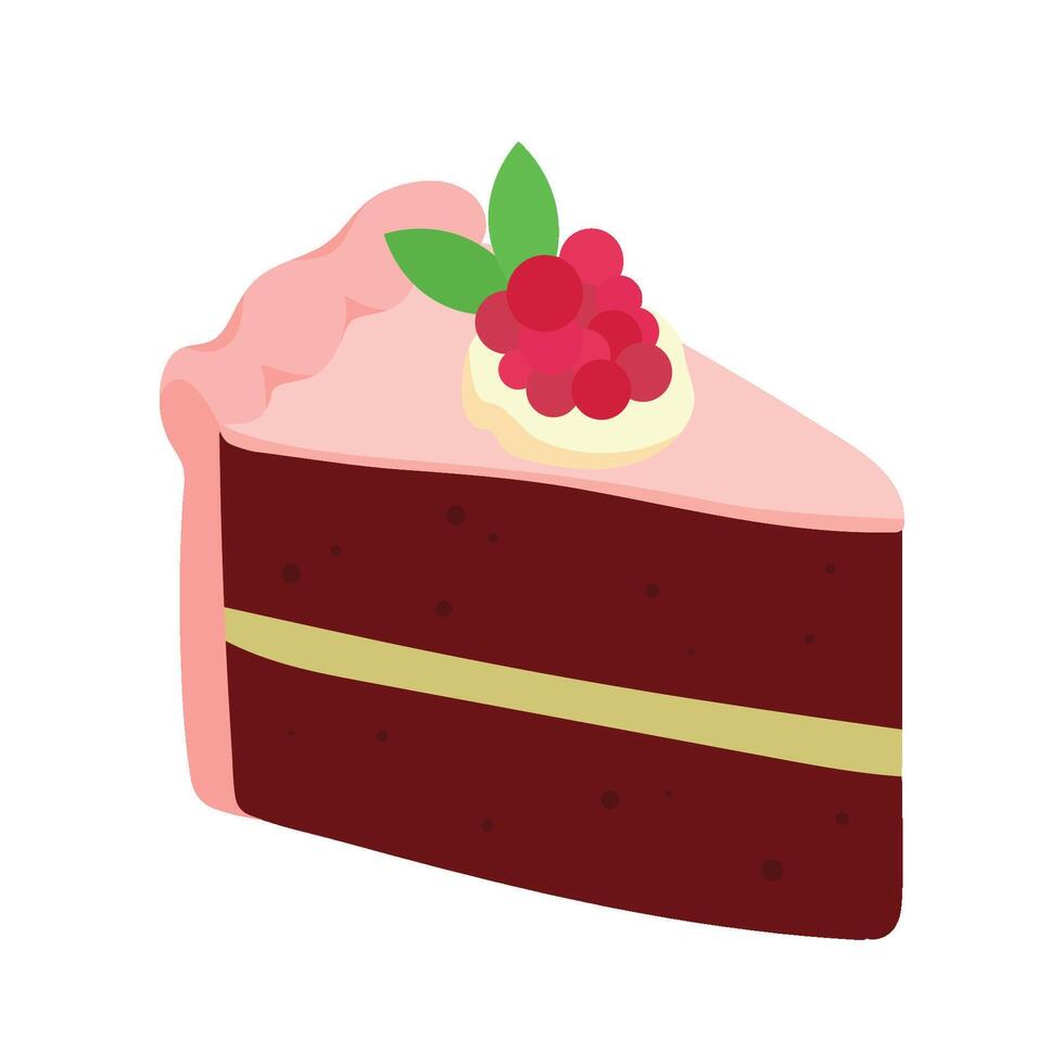 Party and Sweets Food Hand Drawn Raspberry cake slice vector