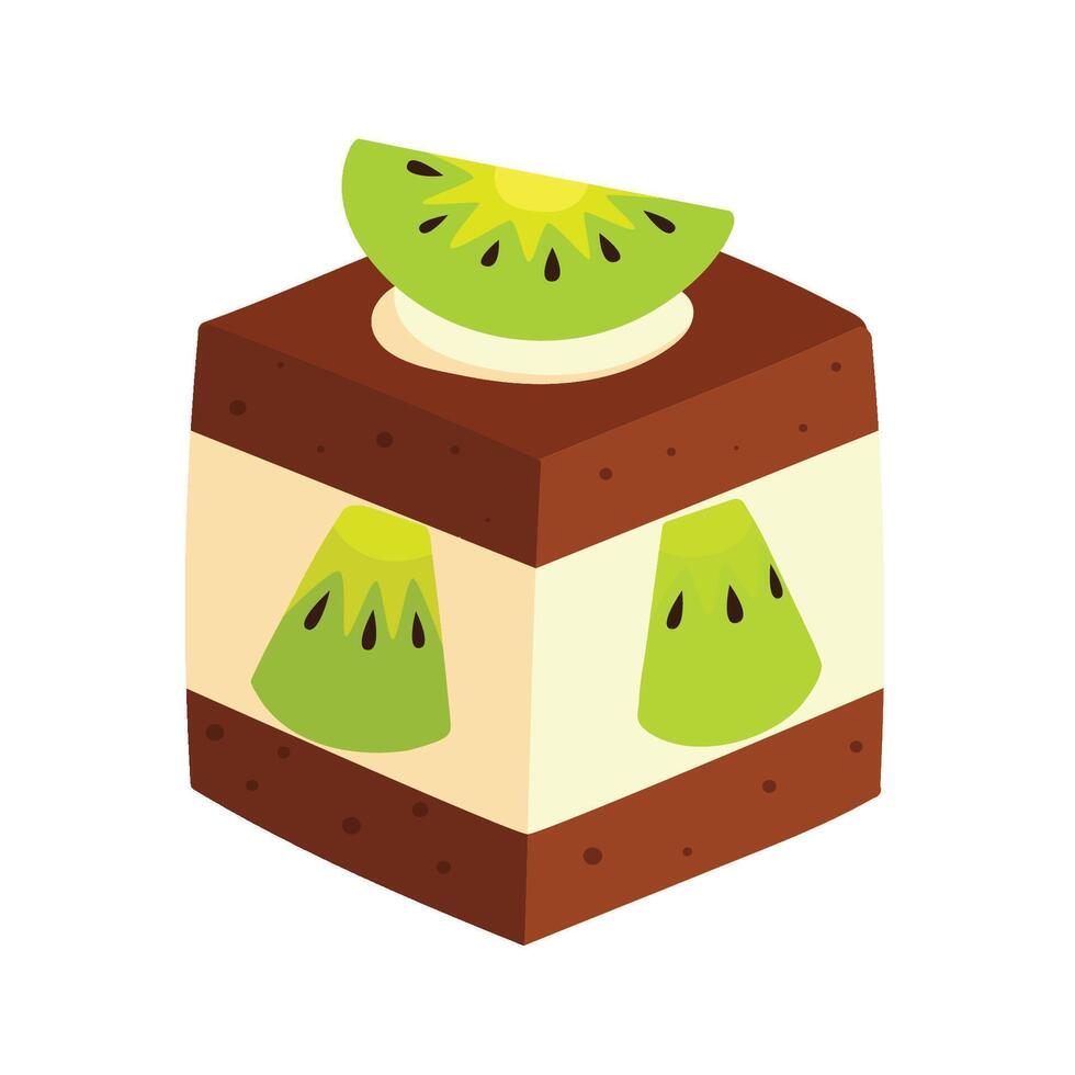 Party and Sweets Food Hand Drawn Kiwi cake slice vector
