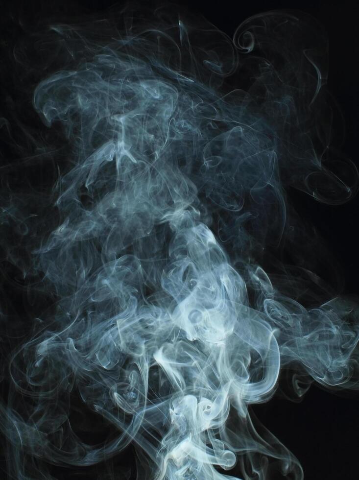 Abstract White Smoke Texture Moves on Black Background Plume of Smoke Wave Design Wallpaper. Design Element. Abstract Texture photo