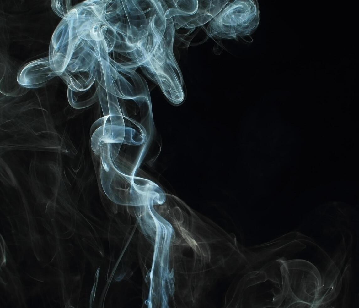 Abstract White Smoke Texture Moves on Black Background Plume of Smoke Wave Design Wallpaper. Design Element. Abstract Texture photo
