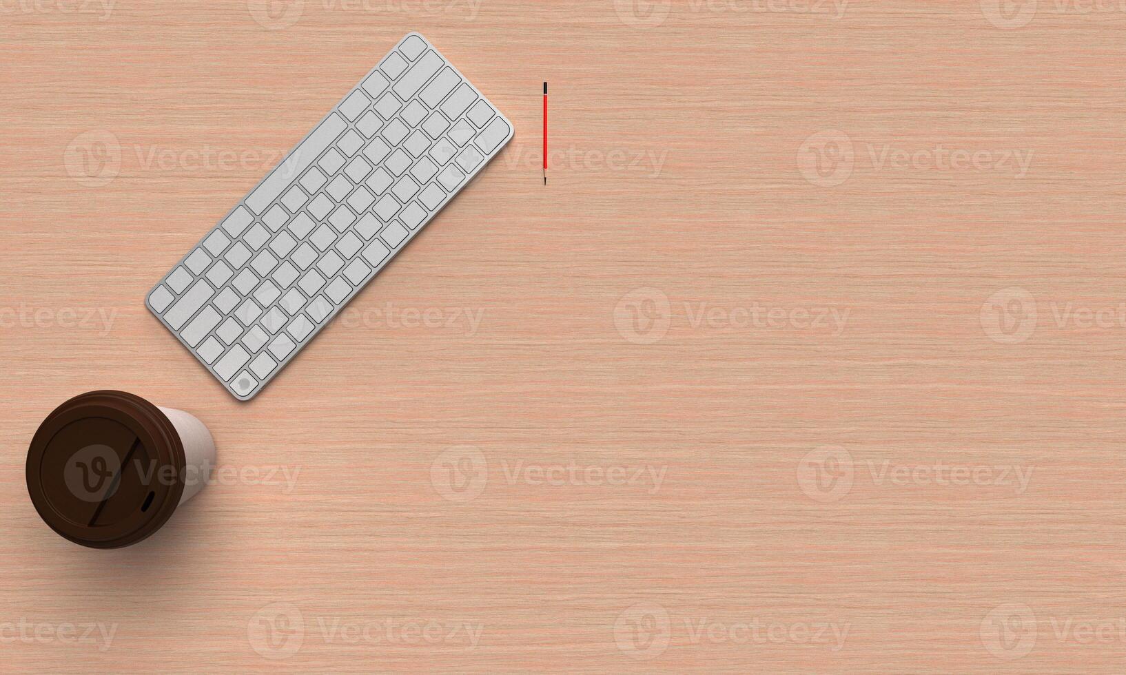 table wooden oak desk background copy space keyboard pencil coffee cup modern office background business interior architecture strategy commercial internet notebook computer professional marketing job photo