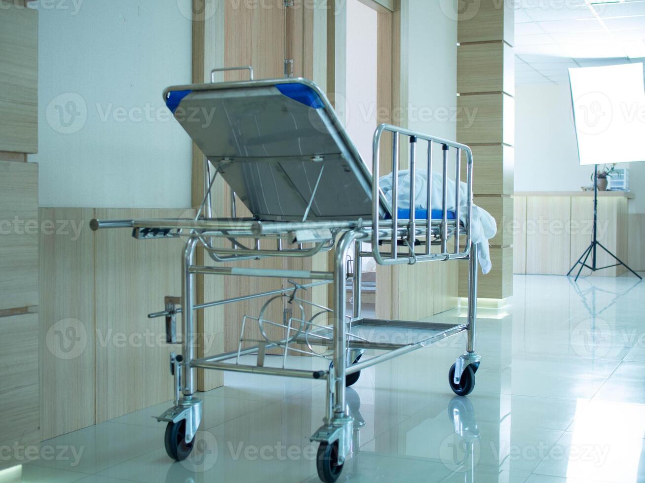 bed hospital copy space clinic healthcare medical furniture patient ward recovery exam doctor nurse profresional expertise modern surgery occupation insurance hygience support assistance resting gown photo