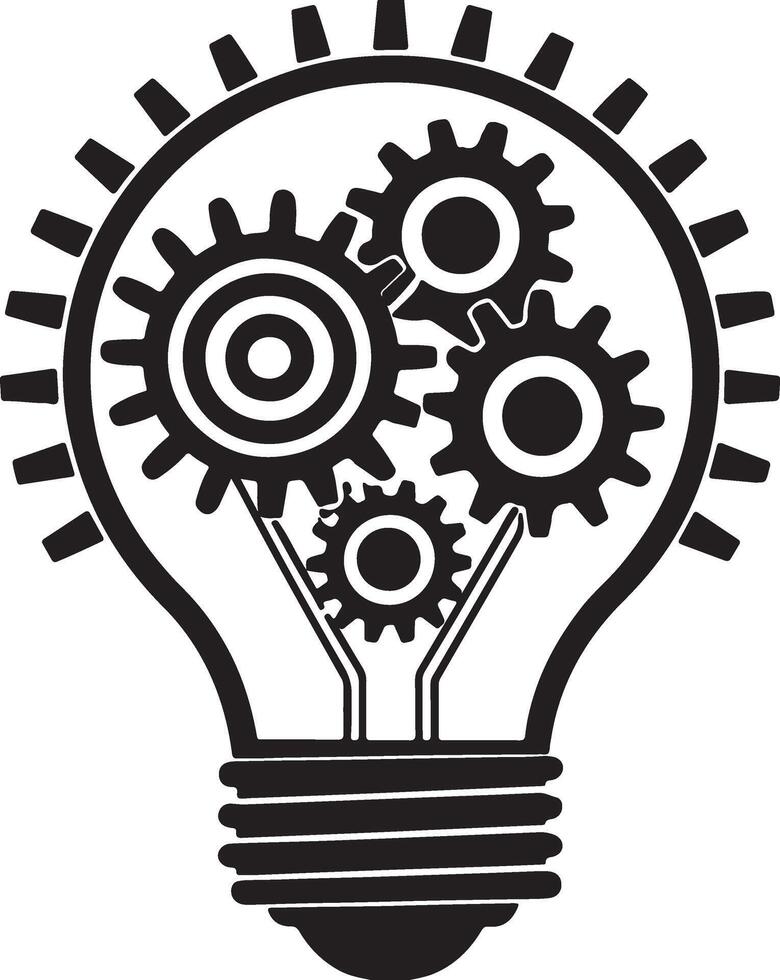 Bulb and Gears - A light bulb with gears inside, representing innovation. vector