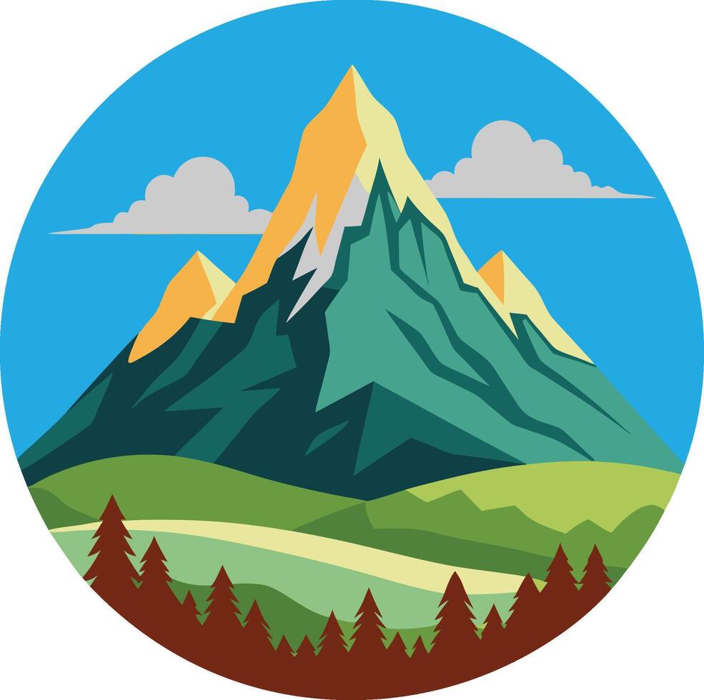 Flat color Mountain image, best for t shirt design, log design and other design elements. vector