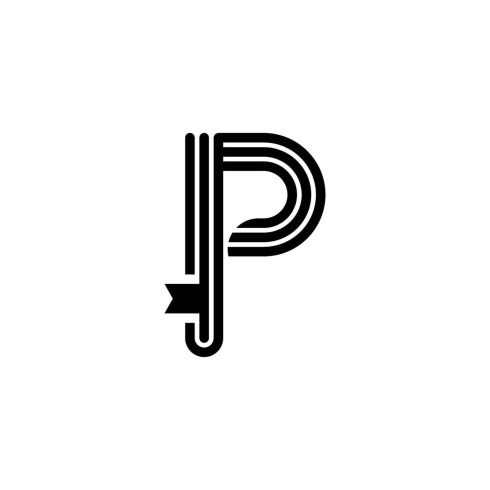 Letter P Book logo icon template. Initial letter P book for bookstore, book company, publisher, encyclopedia, library, education logo concept. vector