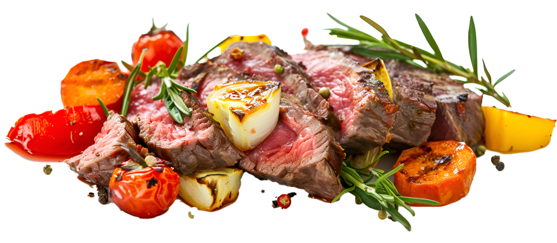 Beef Steak and Salad on Transparent Background png