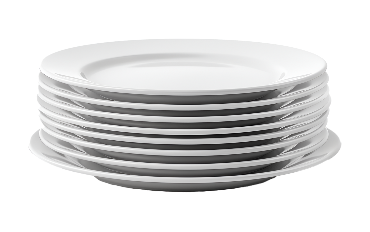 Layered White Plates Isolated on transparent background png