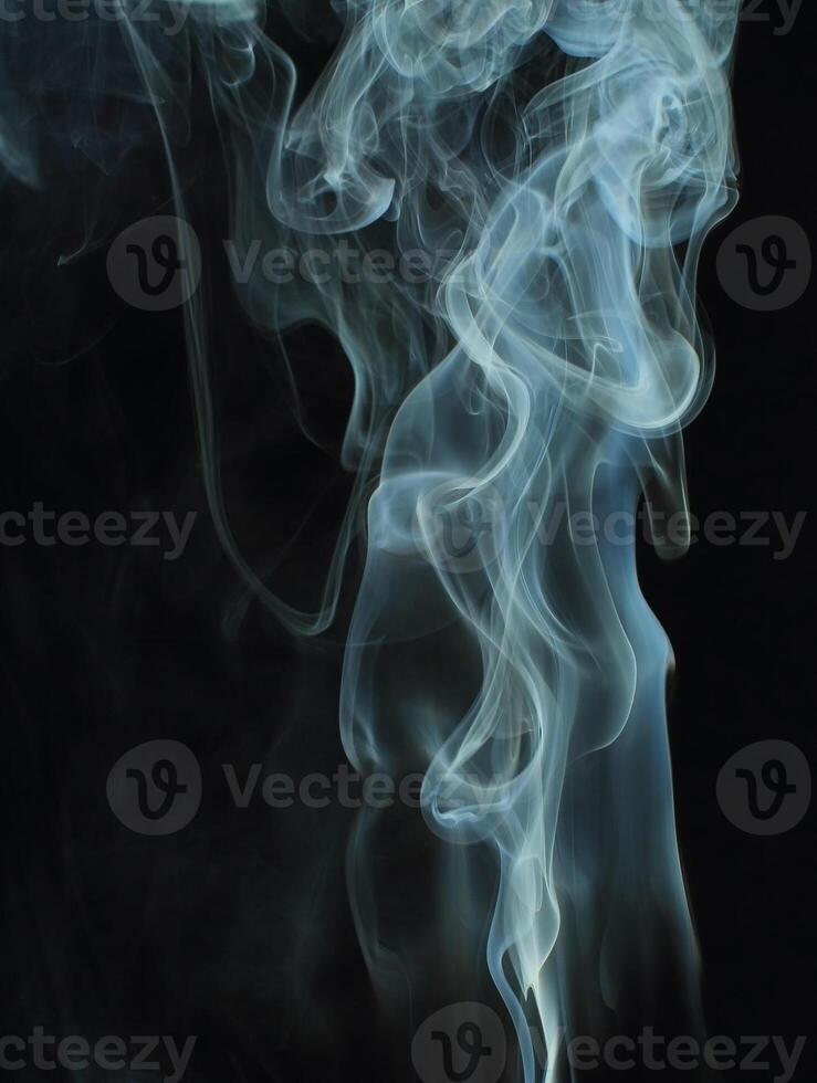 Abstract white smoke texture moves on black background Plume of smoke wave design wallpaper. Design element. Abstract texture photo