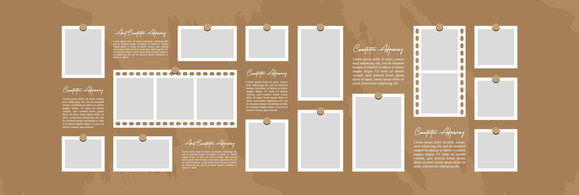 Photo collage mockup banner or poster template vector