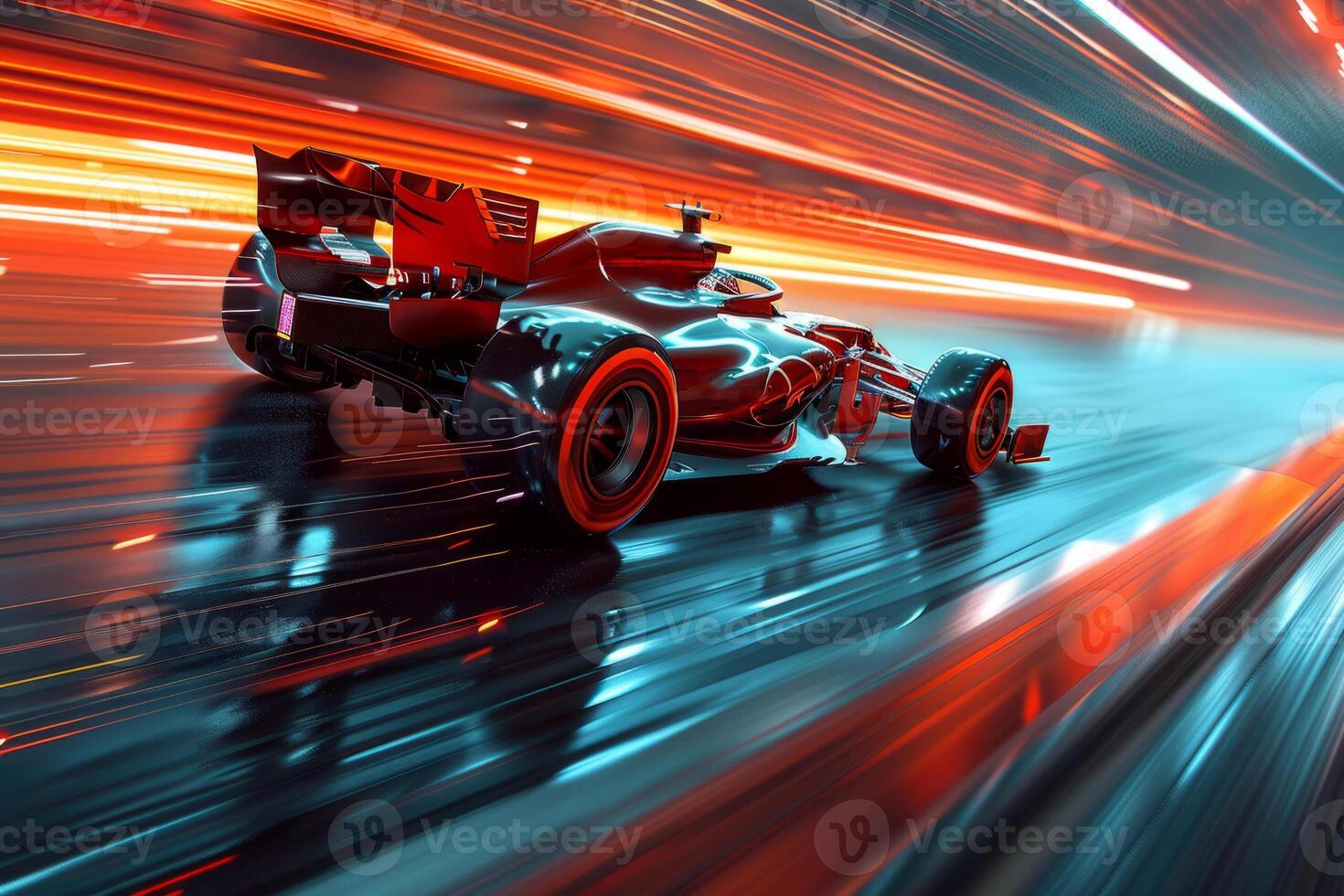racing car on the road against the background of a blurred image in motion. The car is on the highway. Speed. photo