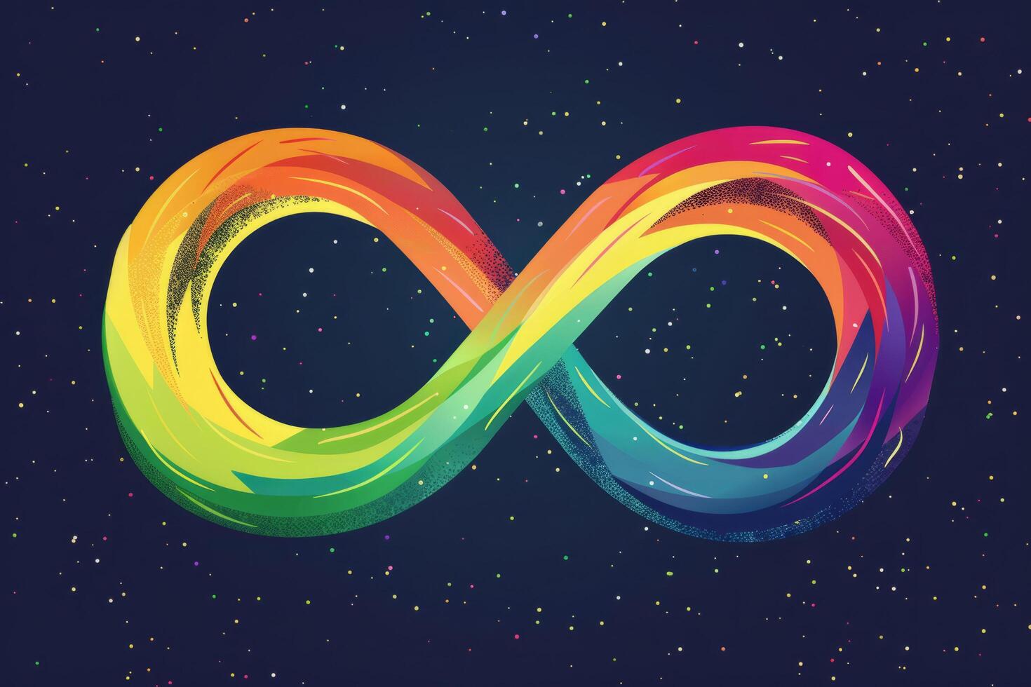 The rainbow Eight is a symbol of infinity, as the concept of World Autism Awareness Day. A symbol of autism. photo
