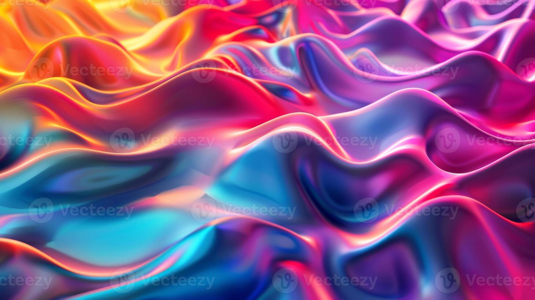 Abstract rainbow background with wavy holographic surface. Smooth neon background. photo