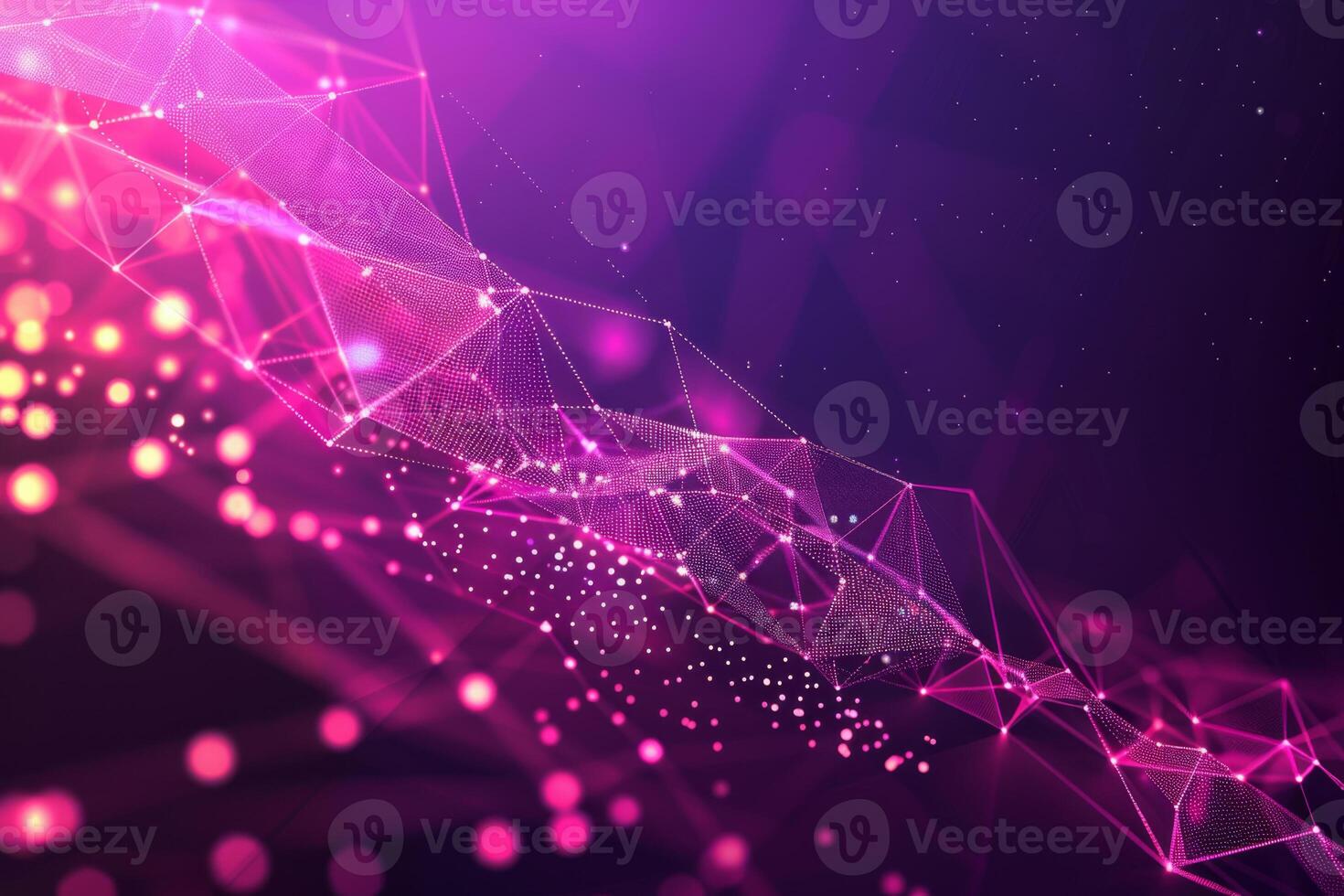 Abstract futuristic background with luminous dots of purple gradient color. The concept of big data technology. photo