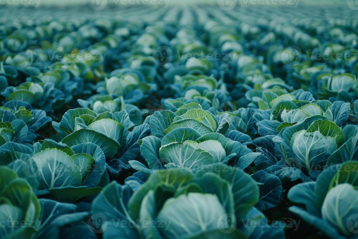 green cabbage growing in the garden. A photo with a lot of large and small cabbage heads with leaves.