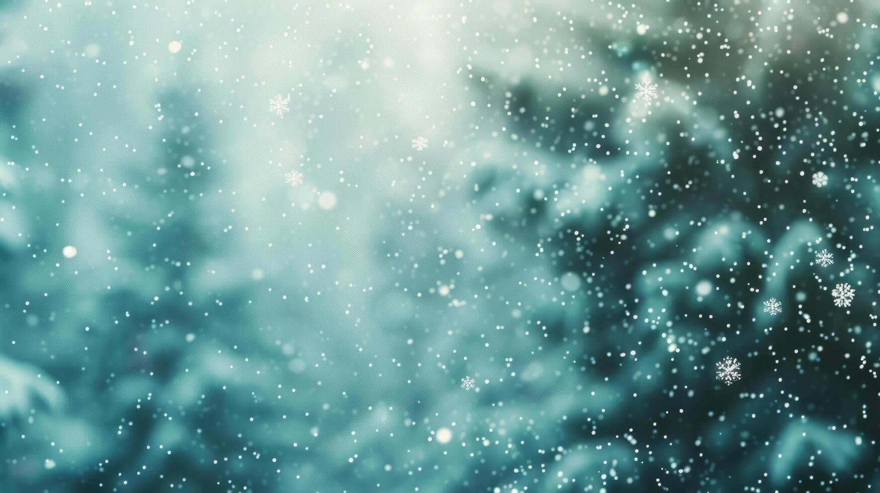 abstract background with snow and blizzard. The winter concept of snowflakes falling on a blurred forest background . Snowy Christmas landscape. photo