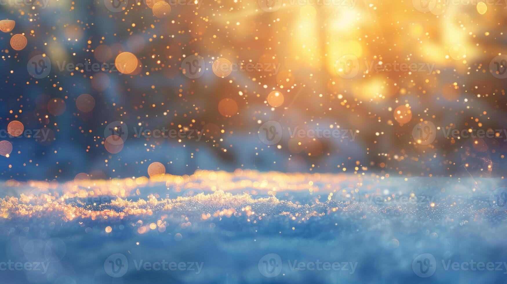 abstract background with snow and blizzard. The winter concept of snowflakes falling on a blurred forest background . Snowy Christmas landscape. photo