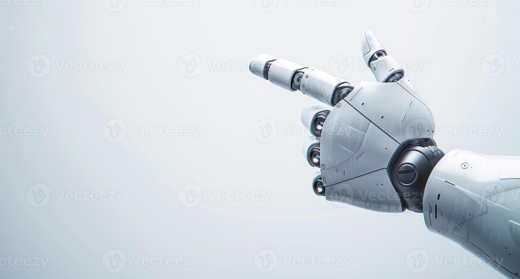 A photo of a robot hand giving a thumbs up. A place for the text.
