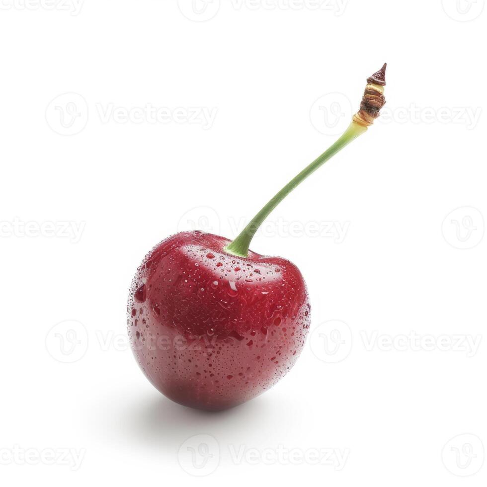The cherry is separate. Cherry on a white background. A ripe berry in close-up. photo