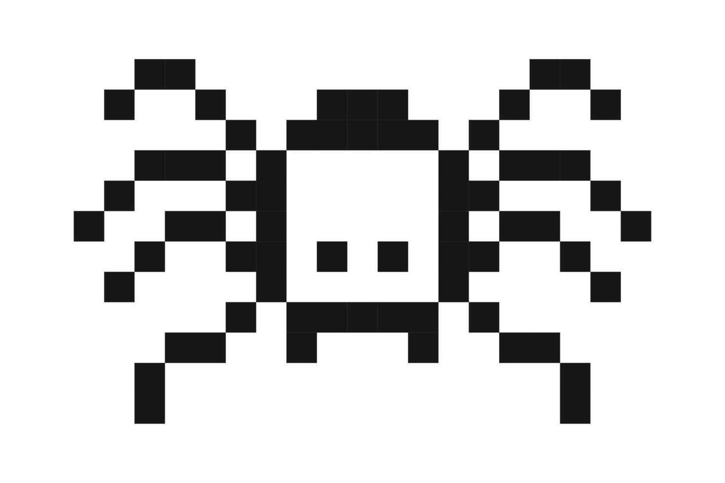 Pixel spider y2k insect, 8 bit retro old school bug. Halloween. computer game character. Pixel art design element vector