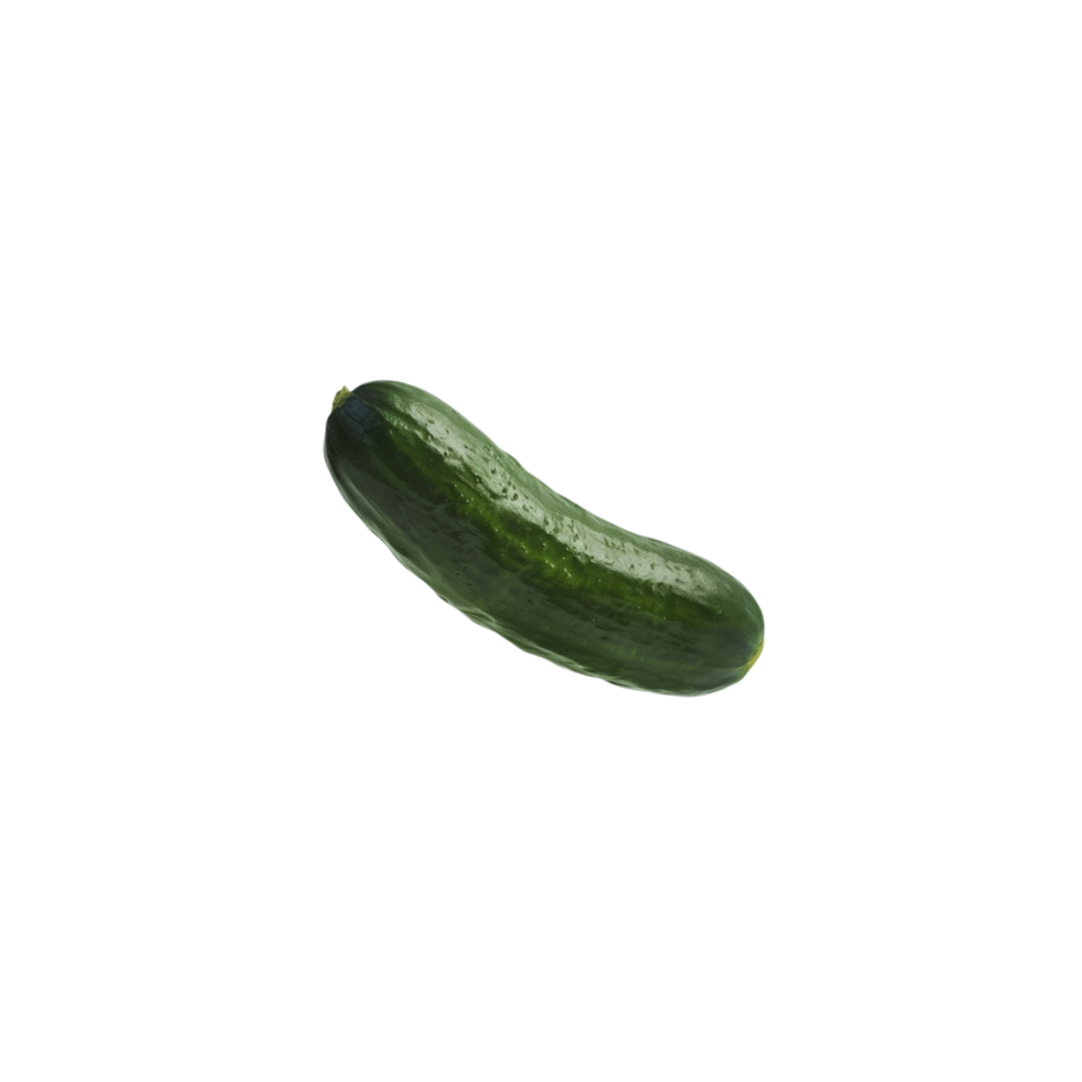 Fresh green cucumber displayed against a clear, transparent background png
