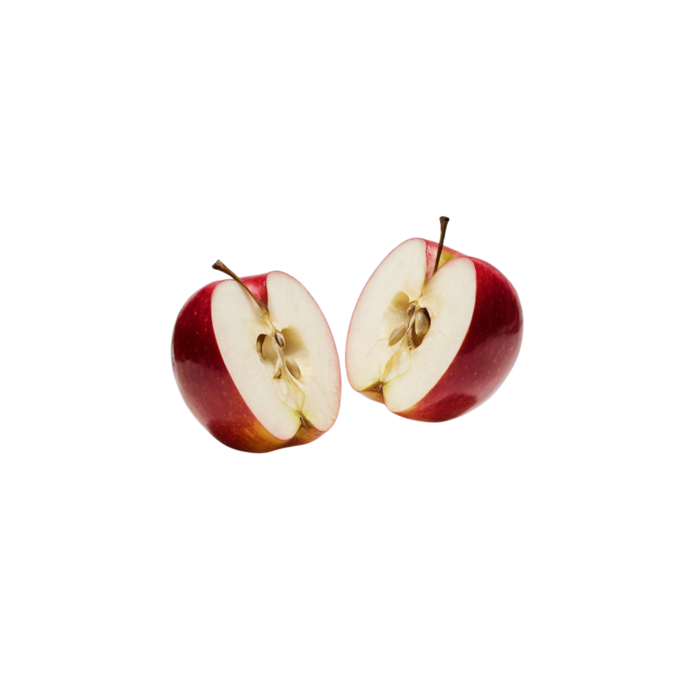 Exploration of an Apple Split in Two with a Transparent Background png
