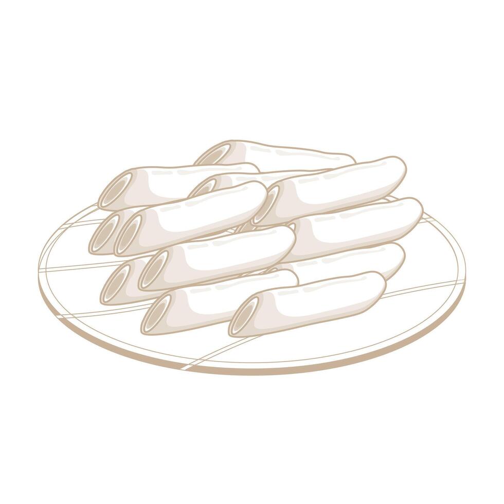 Illustration Logo Line Art Cylinder Rice Cake Garaetteok vector