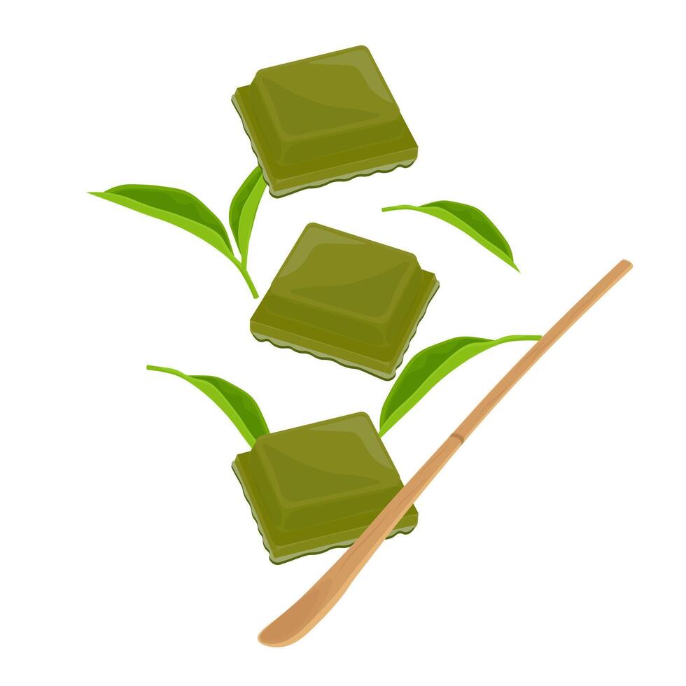 Illustration Logo Clip Art levitation chocolate Matcha or Matcha Cube Matcha Block vector