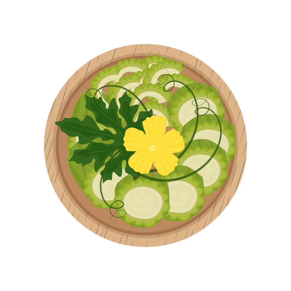 Illustration Logo Clip Art Top View Slice of a Bitter Gourd or Bitter Melon vector