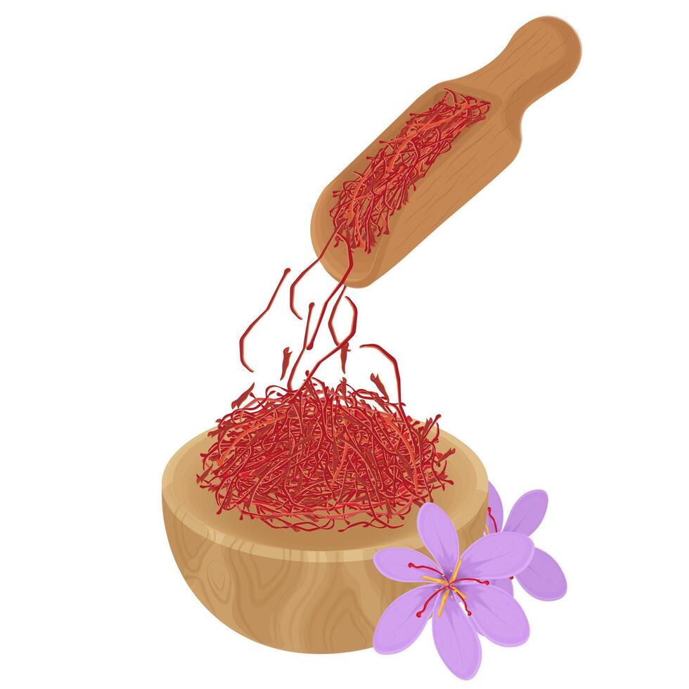 Illustration Logo Clip Art Pour Dry Saffron into a bowl vector