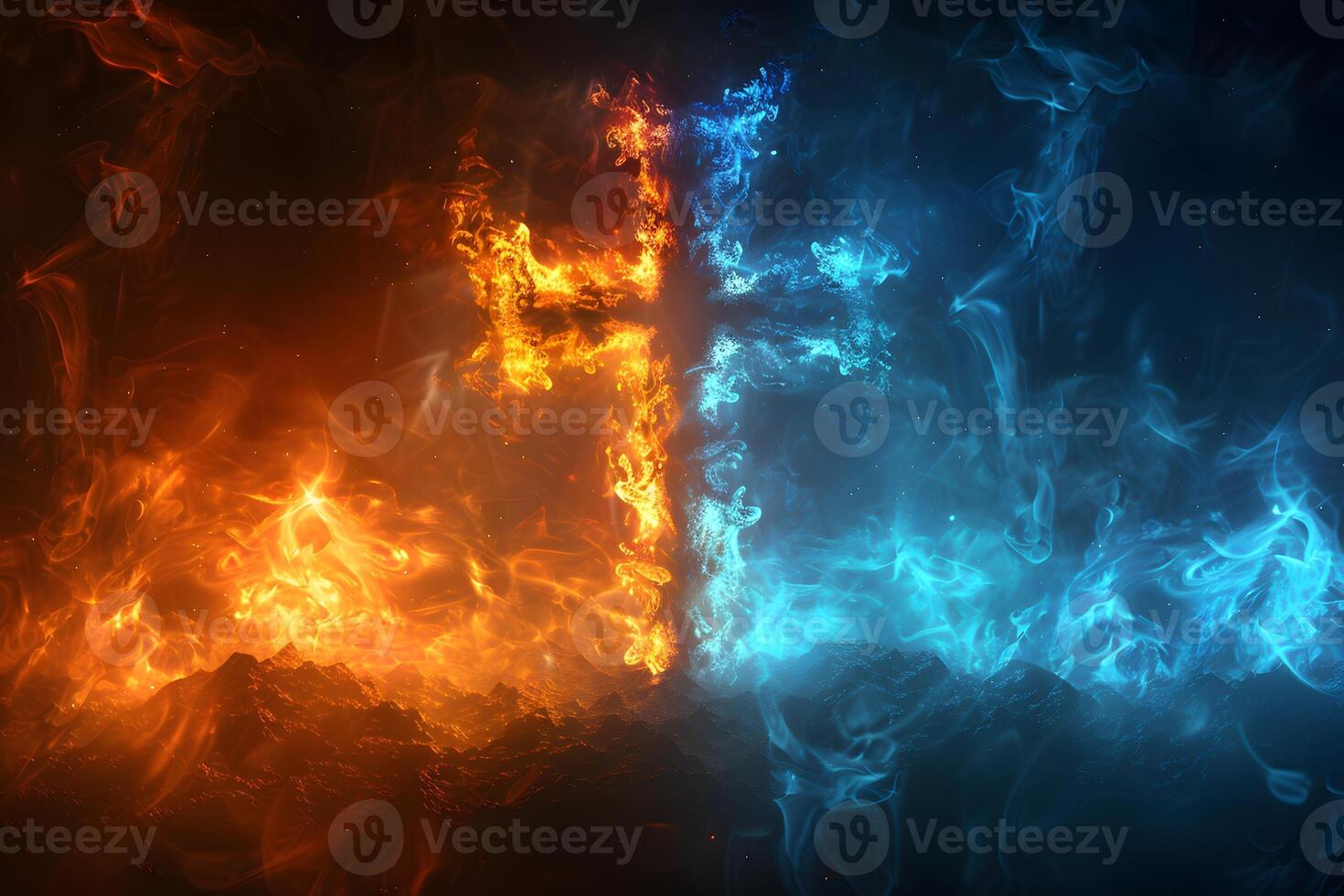 Fire and Ice Elements Symbolizing Contrast and Balance - Ideal for Posters, Cards, and Digital Artwork photo
