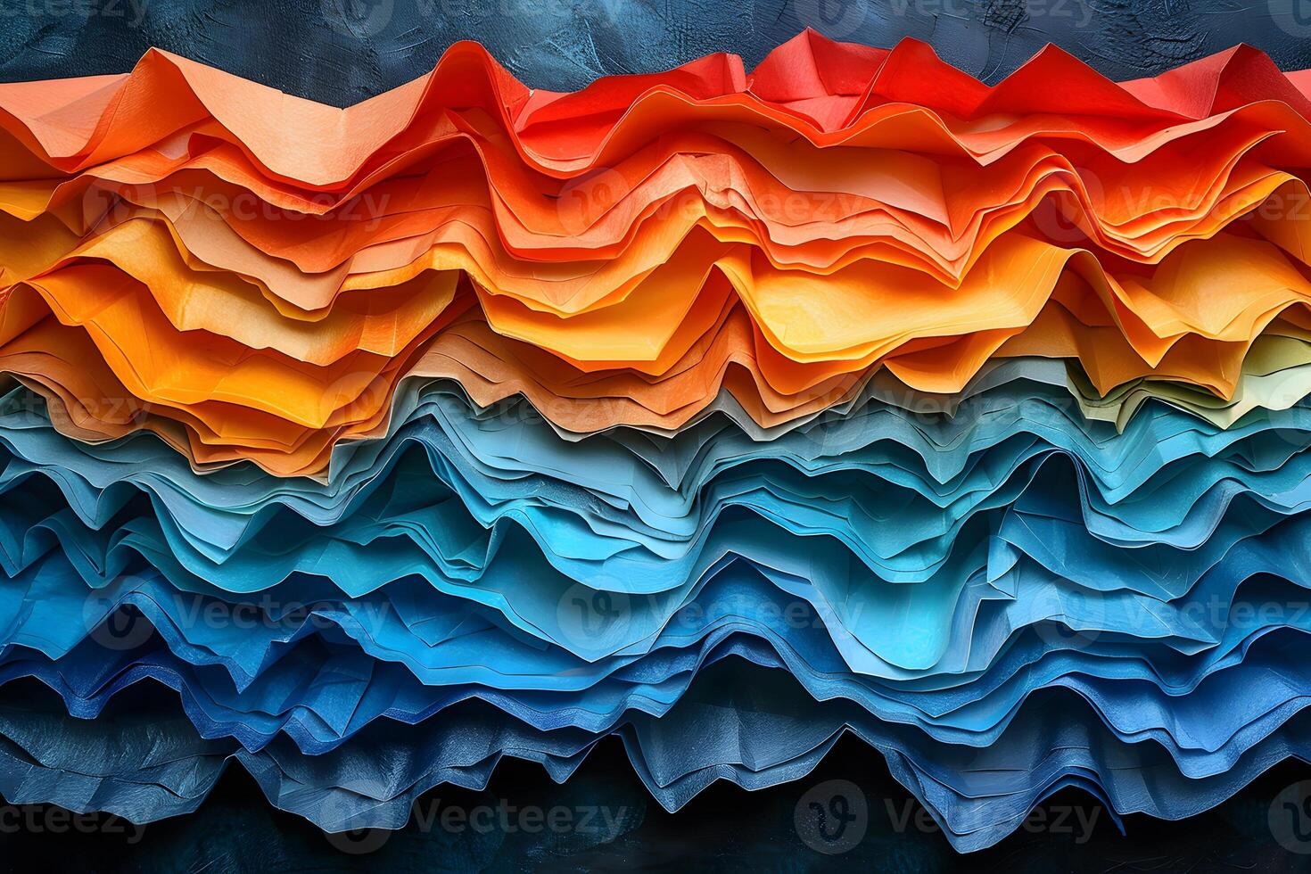 Abstract Layers of Vibrant Colored Paper in Gradient Wave Design - Modern Art Backdrop for Wall Decor and Digital Media photo