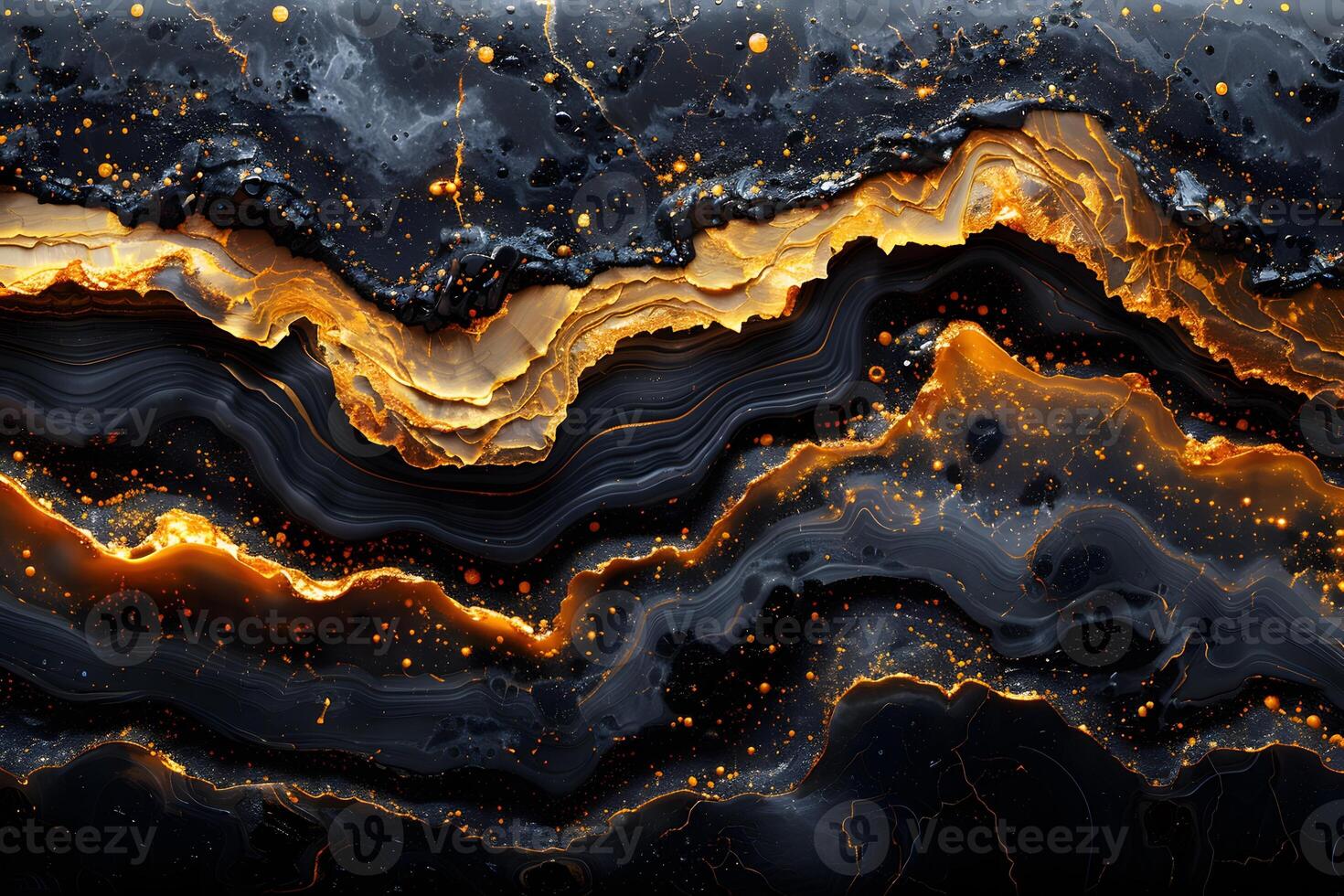 Spectacular Abstract Geode Art with Black and Gold Layers - Design for Print, Card, Poster photo