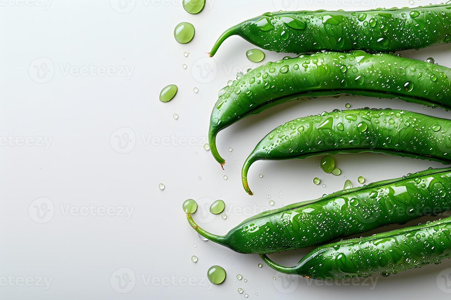 Fresh Green Chili Peppers with Water Droplets for Culinary and Food Photography Stock Image photo