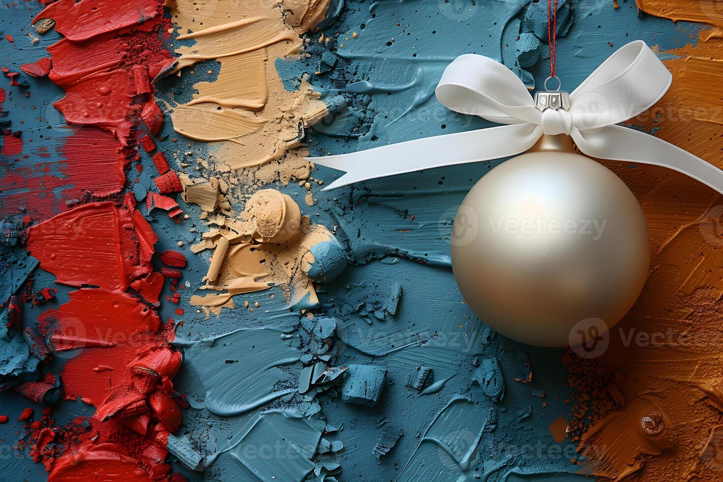 Artistic Christmas Concept - Festive Ornament with Colorful Abstract Paint Background for Holiday Decor Design photo
