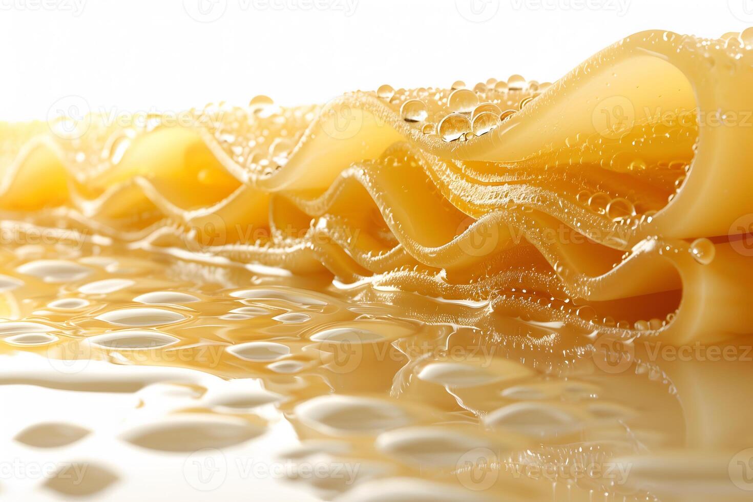 Abstract Macro Photo of Wet Lasagna Noodles with Water Droplets