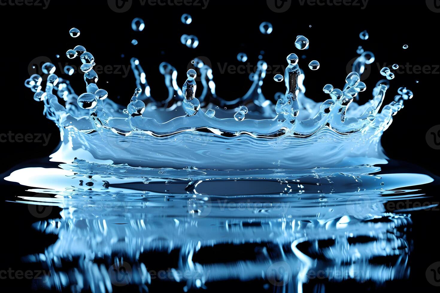 High-Speed Water Splash Photography on Black Background - Abstract Art for Design, Print, Poster photo
