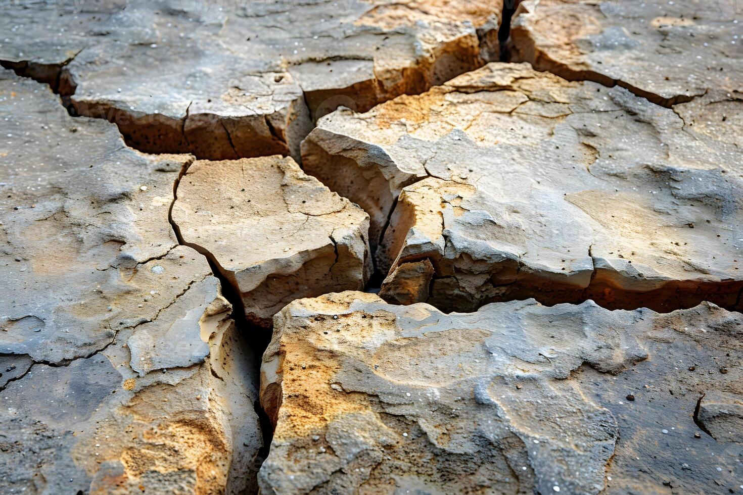 Cracked Earth and Dry Soil Patterns - Environmental Impact and Drought Effects photo