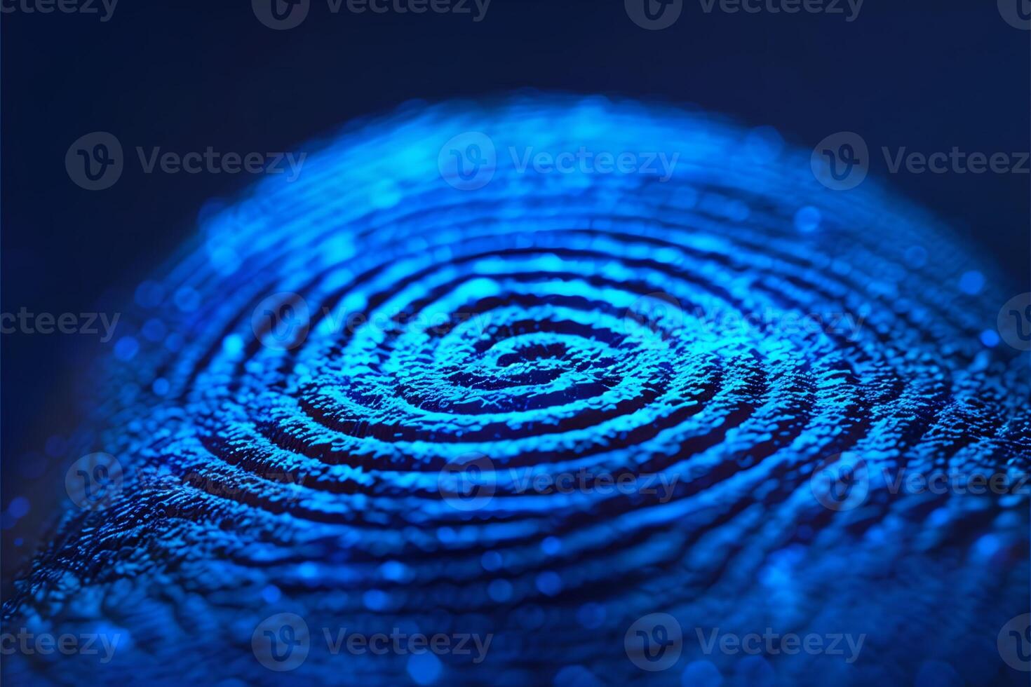 Close-Up of a Blue Biometric Fingerprint - Security Concept for Digital Identification and Authentication photo