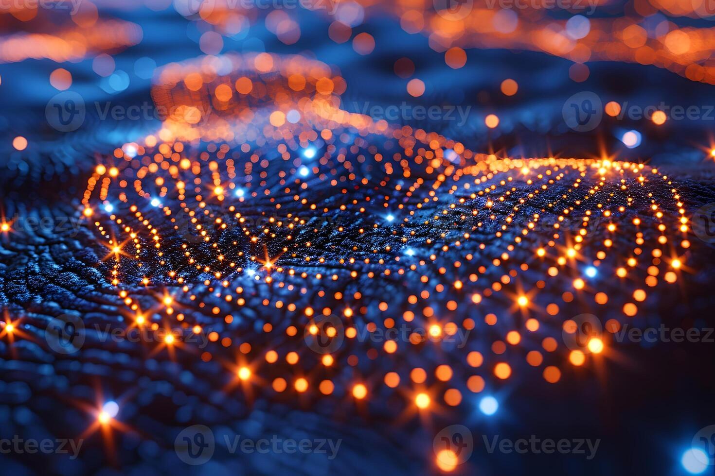 Abstract Digital Neural Network Visualization with Glowing Nodes and Network Connections photo