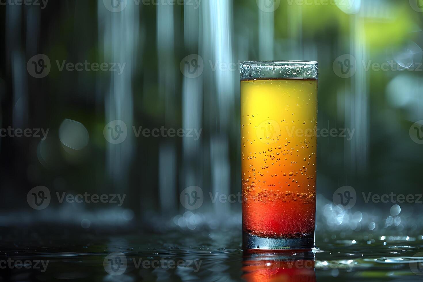 Refreshing Gradient Beverage - Nature Background with Bokeh Effect for Summer and Tropical Designs photo