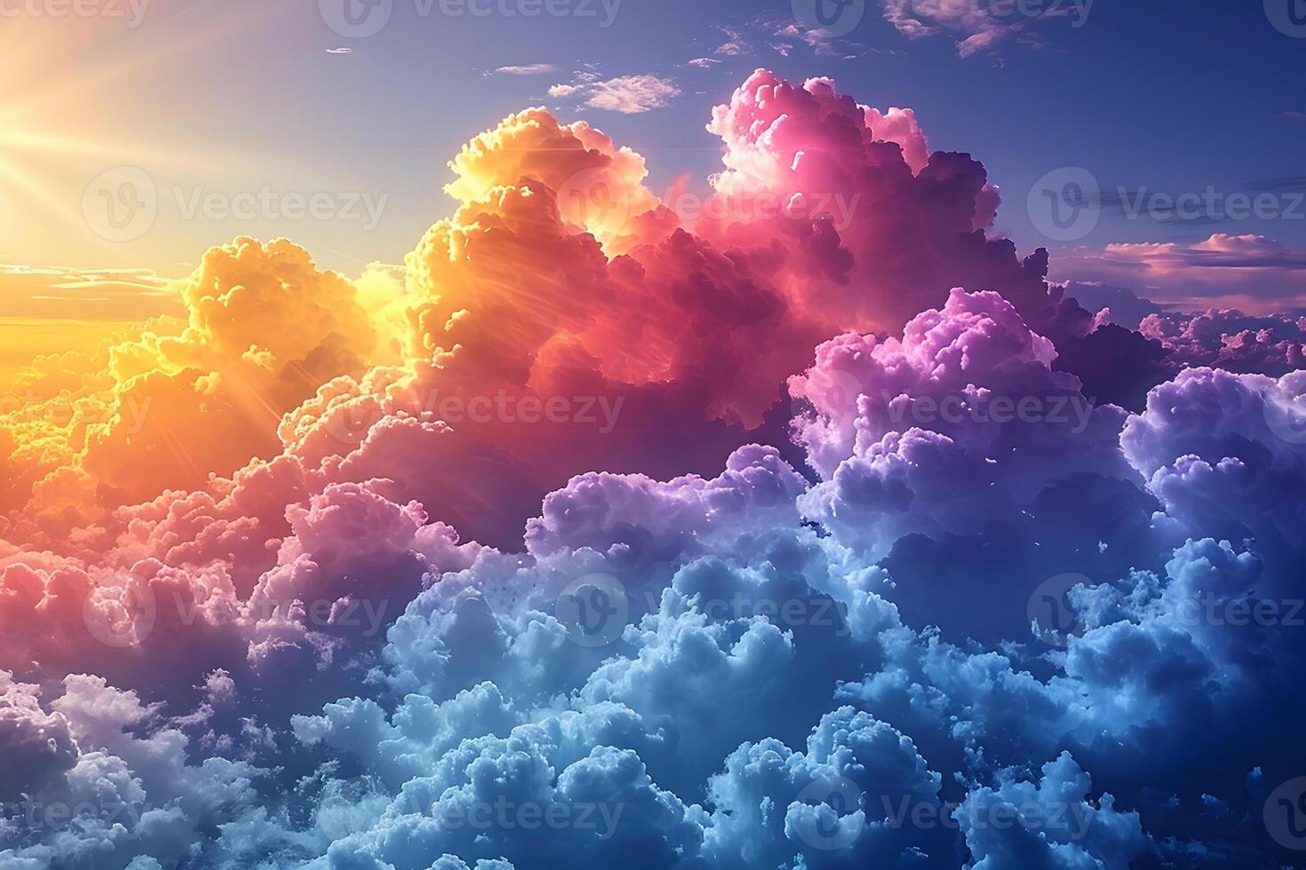 Sunset Sky with Vibrant Clouds in Gradient Colors - Inspirational Nature Scene for Design and Decor photo