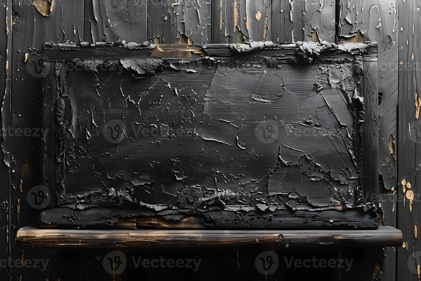 Abstract Art Concept Textured Black Canvas on Weathered Wooden Background - Perfect for Prints, Posters, and Home Decor photo