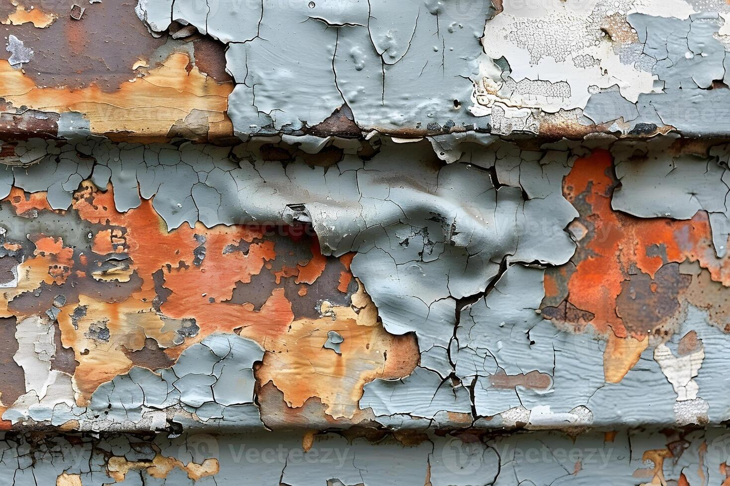 Weathered Peeling Paint on Rusty Iron Surface - Grunge Texture for Background or Design photo