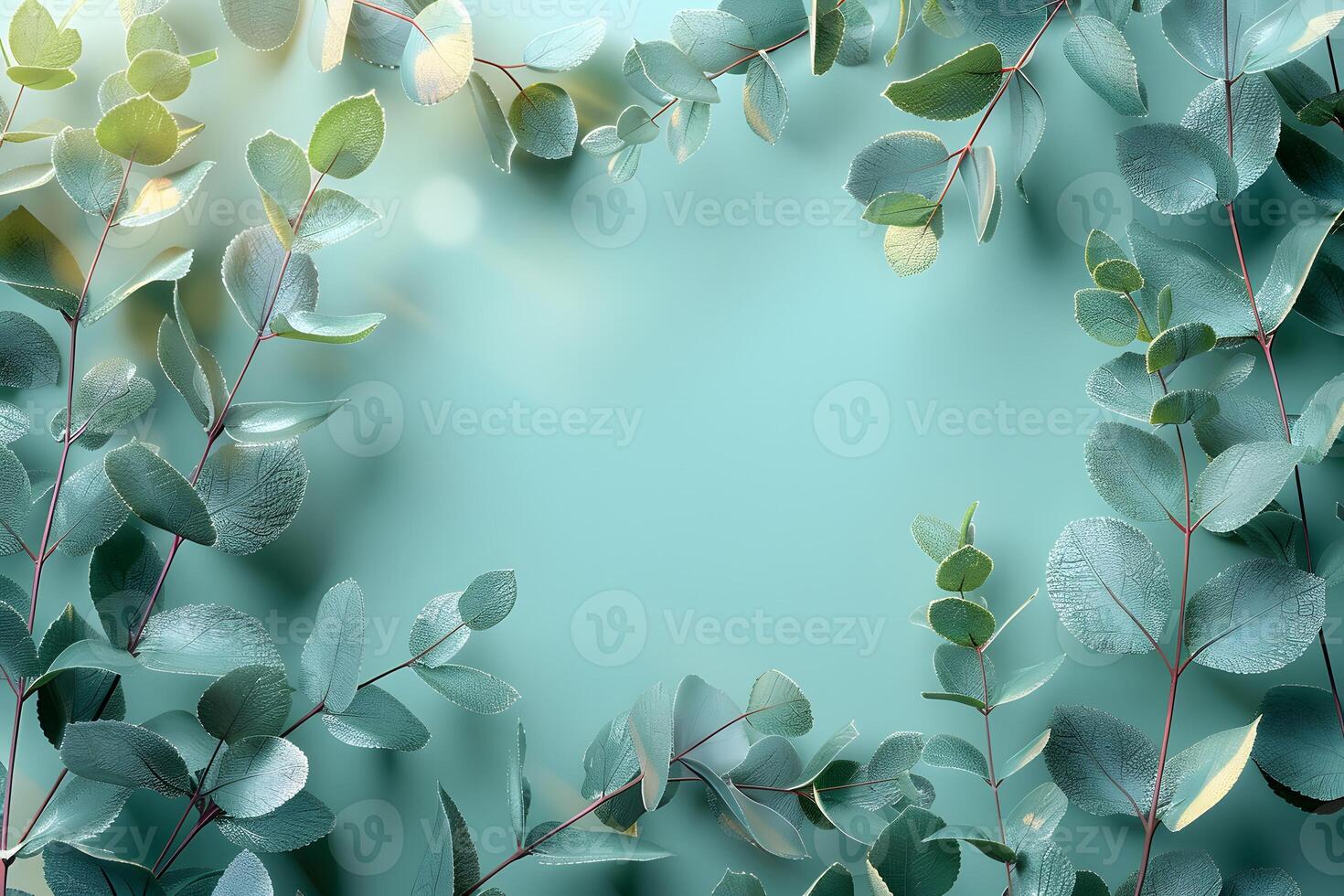 Elegant Eucalyptus Leaves Border with Soft Light for Natural Backgrounds photo