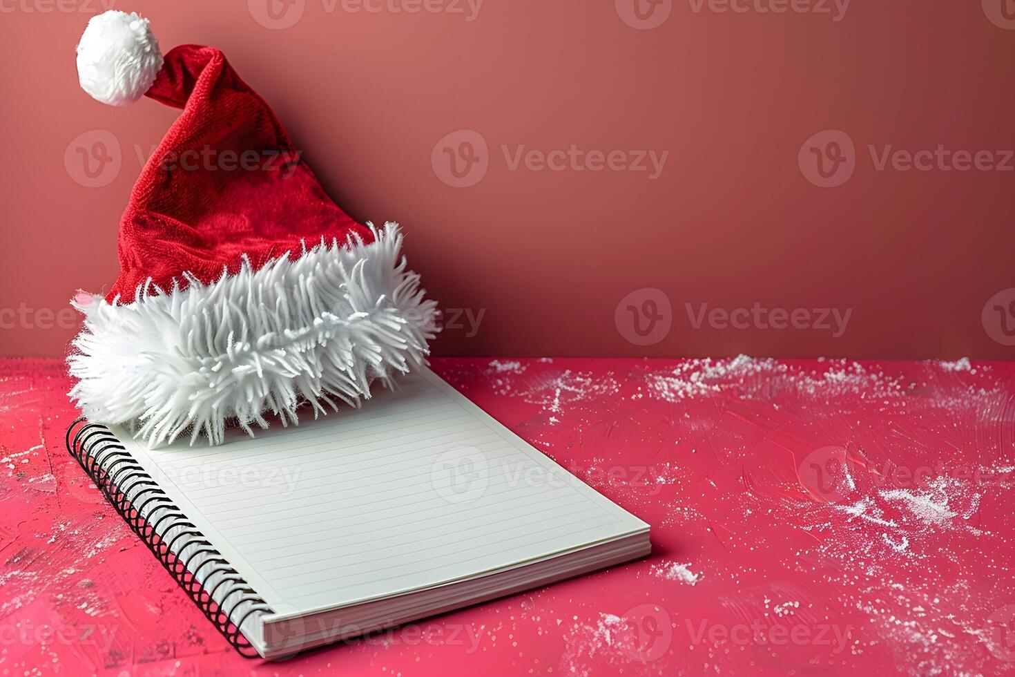 New Year's hat with a notebook on the table. photo