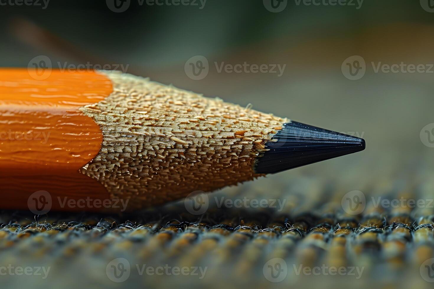 Extreme Close-Up of a Yellow Pencil Tip on Fabric - Detailed Texture and Education Concept photo