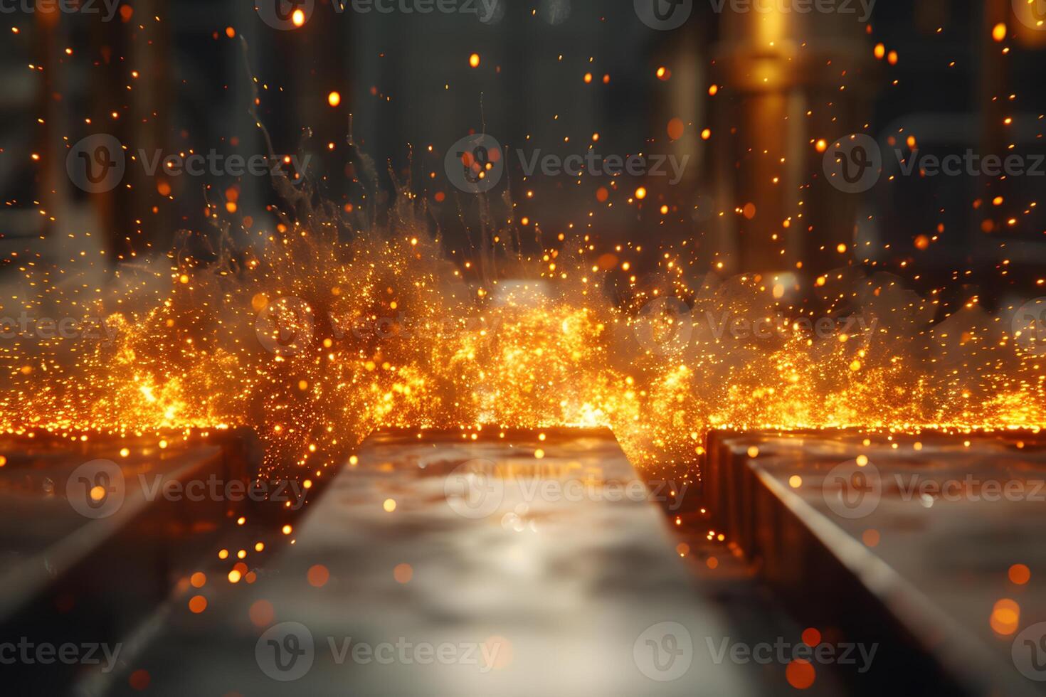 Industrial Metal Welding Sparks - Manufacturing Process with Fiery Splashes, Perfect for Print Design, Posters, Marketing Materials photo